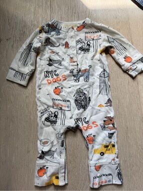 NAADA White NYC Dogs Print Baby One-Piece